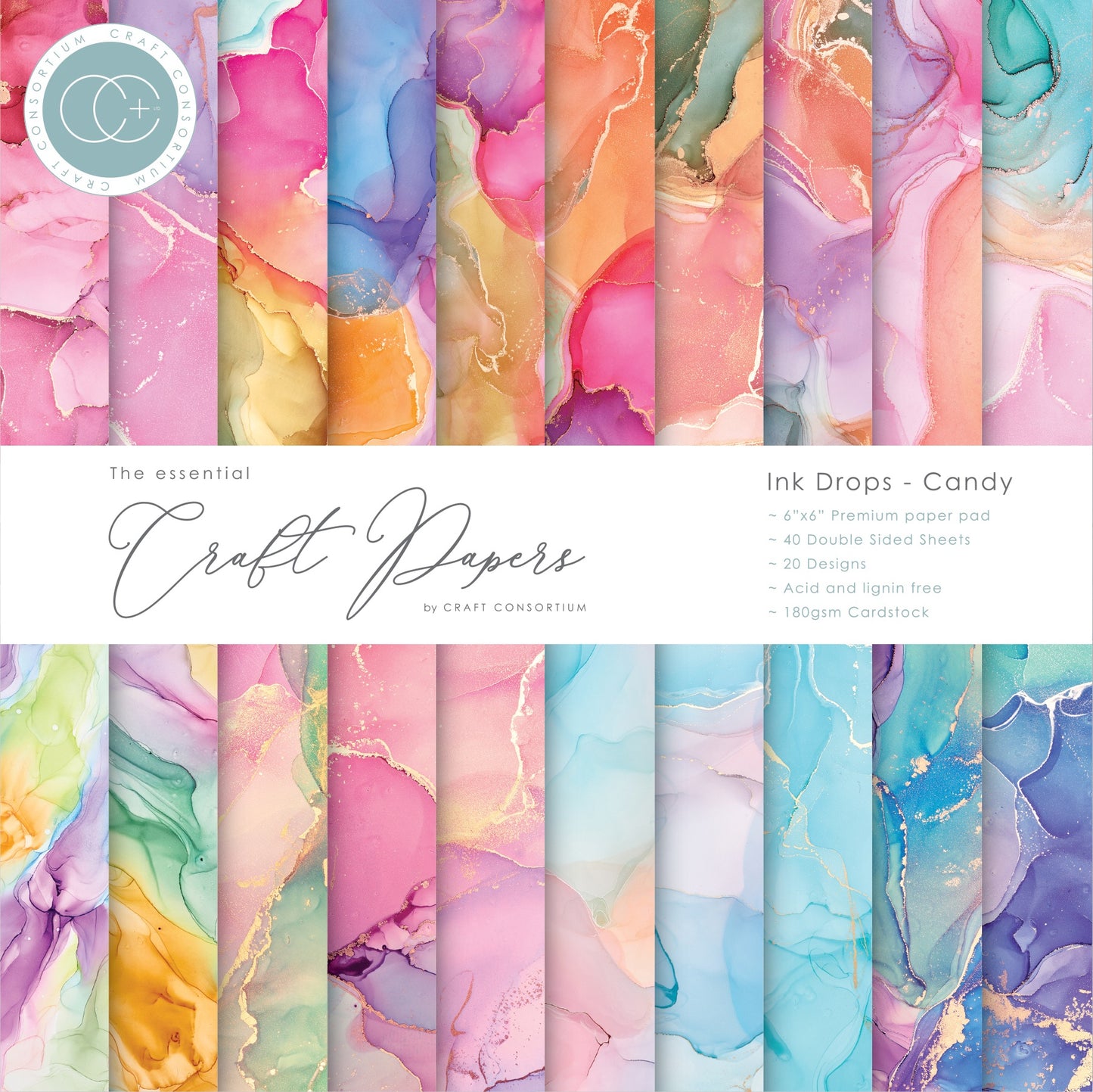 Ink Drops - Candy 6x6 scrapbook cardstock paper pad Craft Consortium