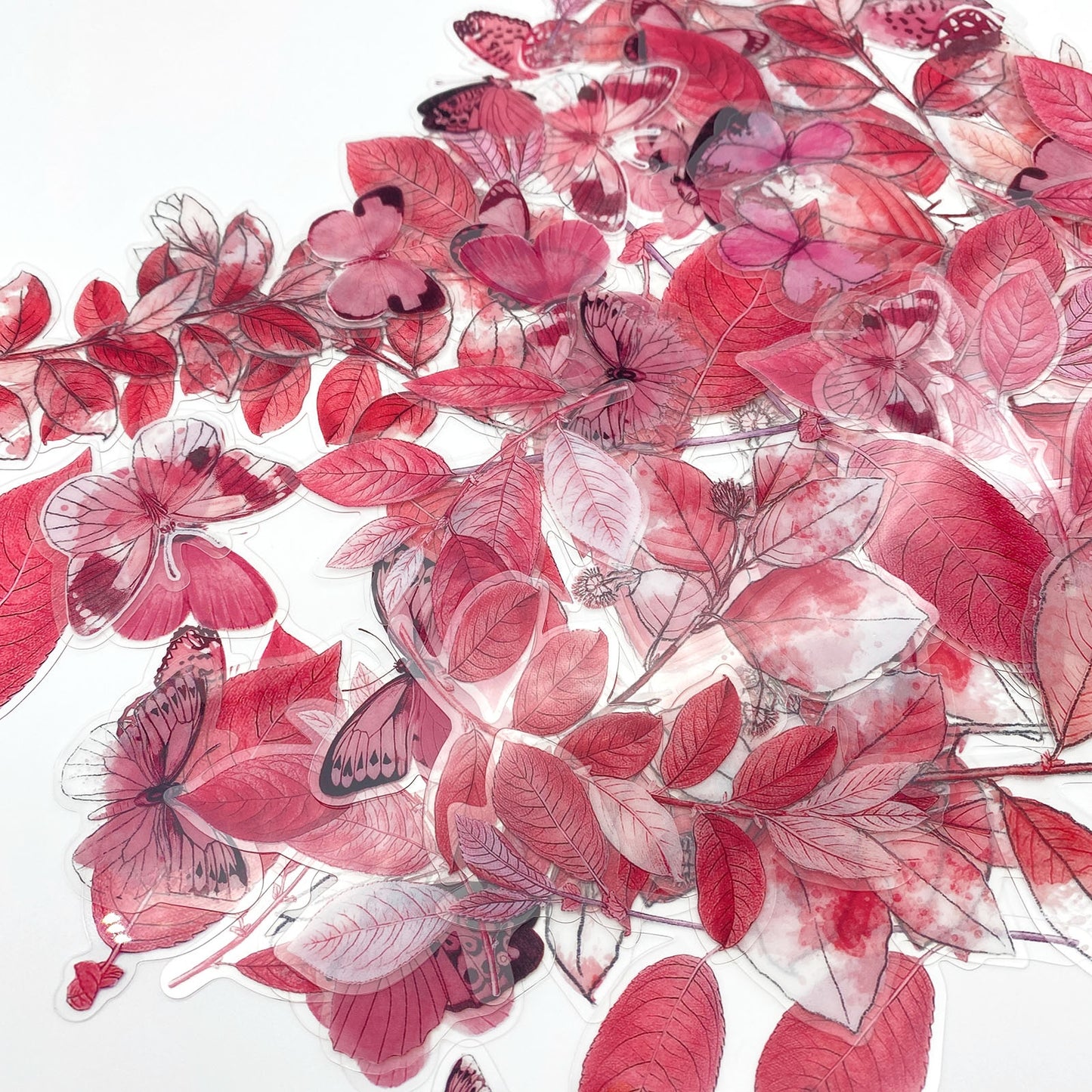 Pink acetate leaves for scrapbook (non archival)