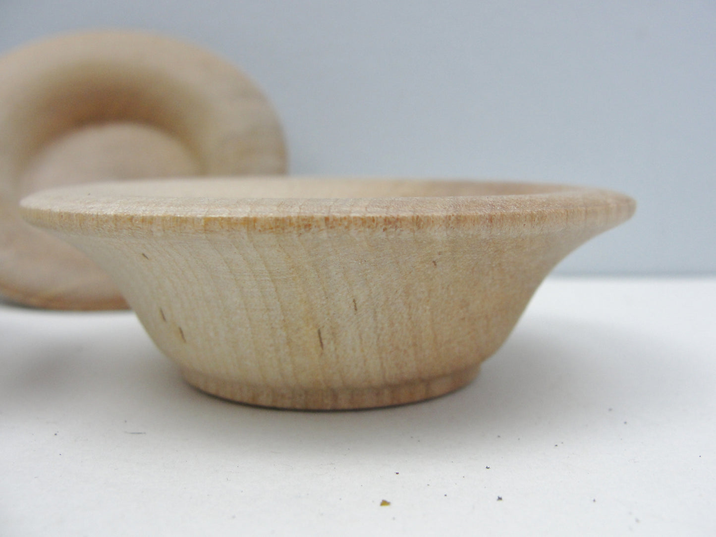 Flared edge miniature wooden bowl, small ring cupset of 3