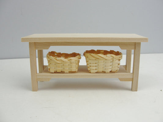 Dollhouse furniture storage table with baskets