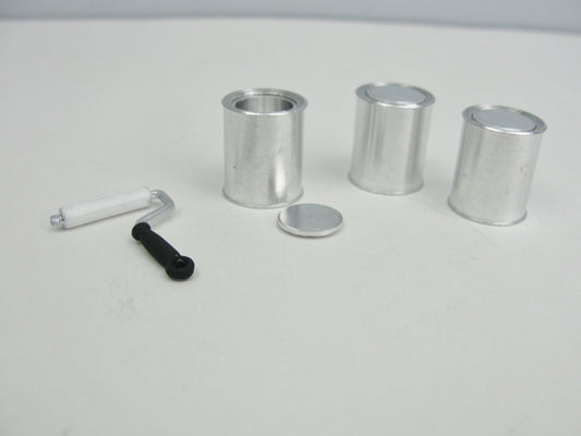 Dollhouse empty paint cans and paint roller 1:12 scale