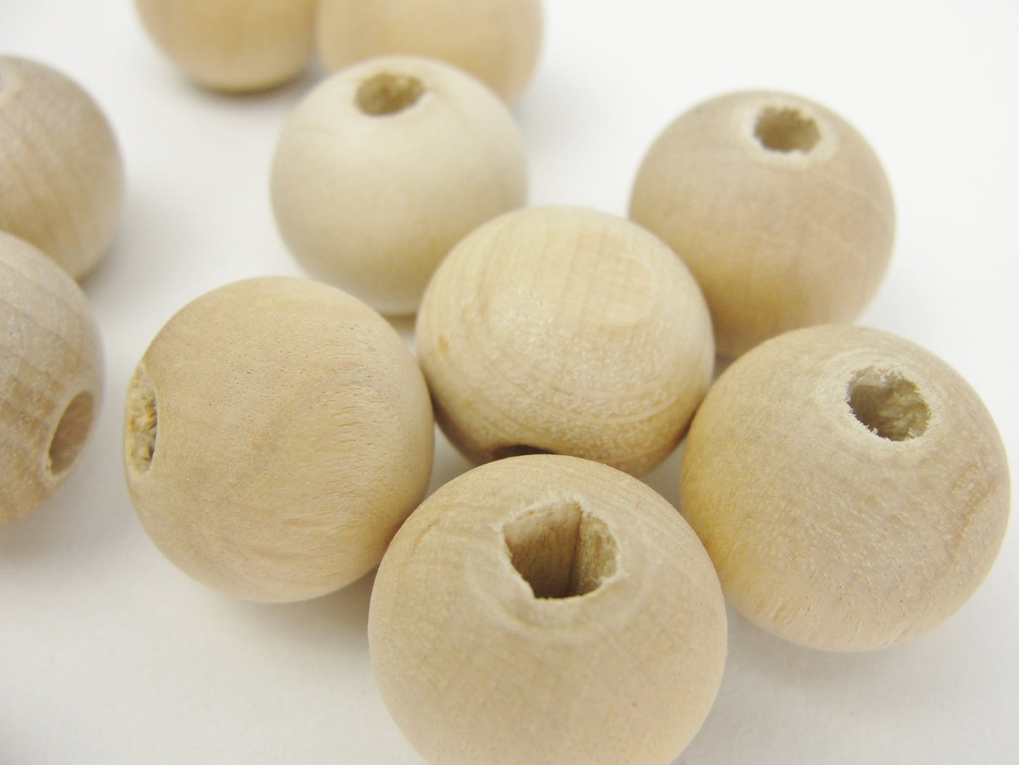 16mm unfinished round wooden beads, 5/8" (.62") with 5/32" hole - Wood parts - Craft Supply House