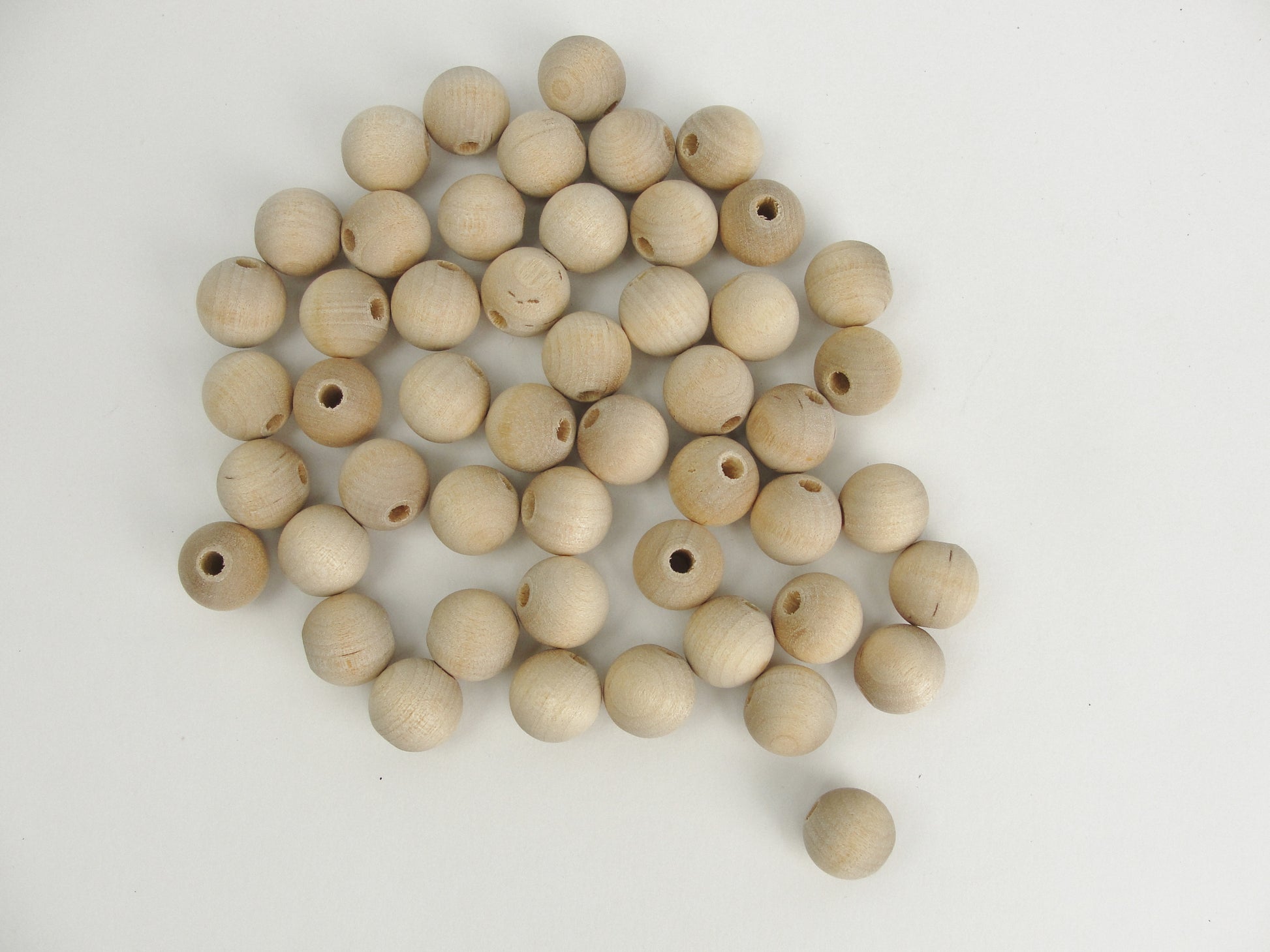 14mm unfinished round wooden beads 9/16" (.56") with 5/32" hole - Wood parts - Craft Supply House