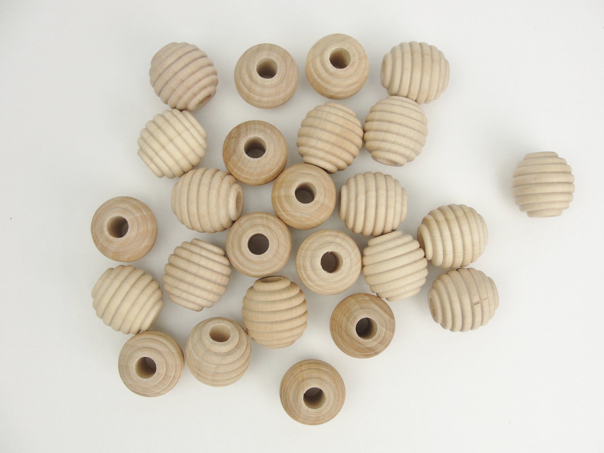 Wooden beehive beads 1" x 1" with a 5/16" hole - Wood parts - Craft Supply House