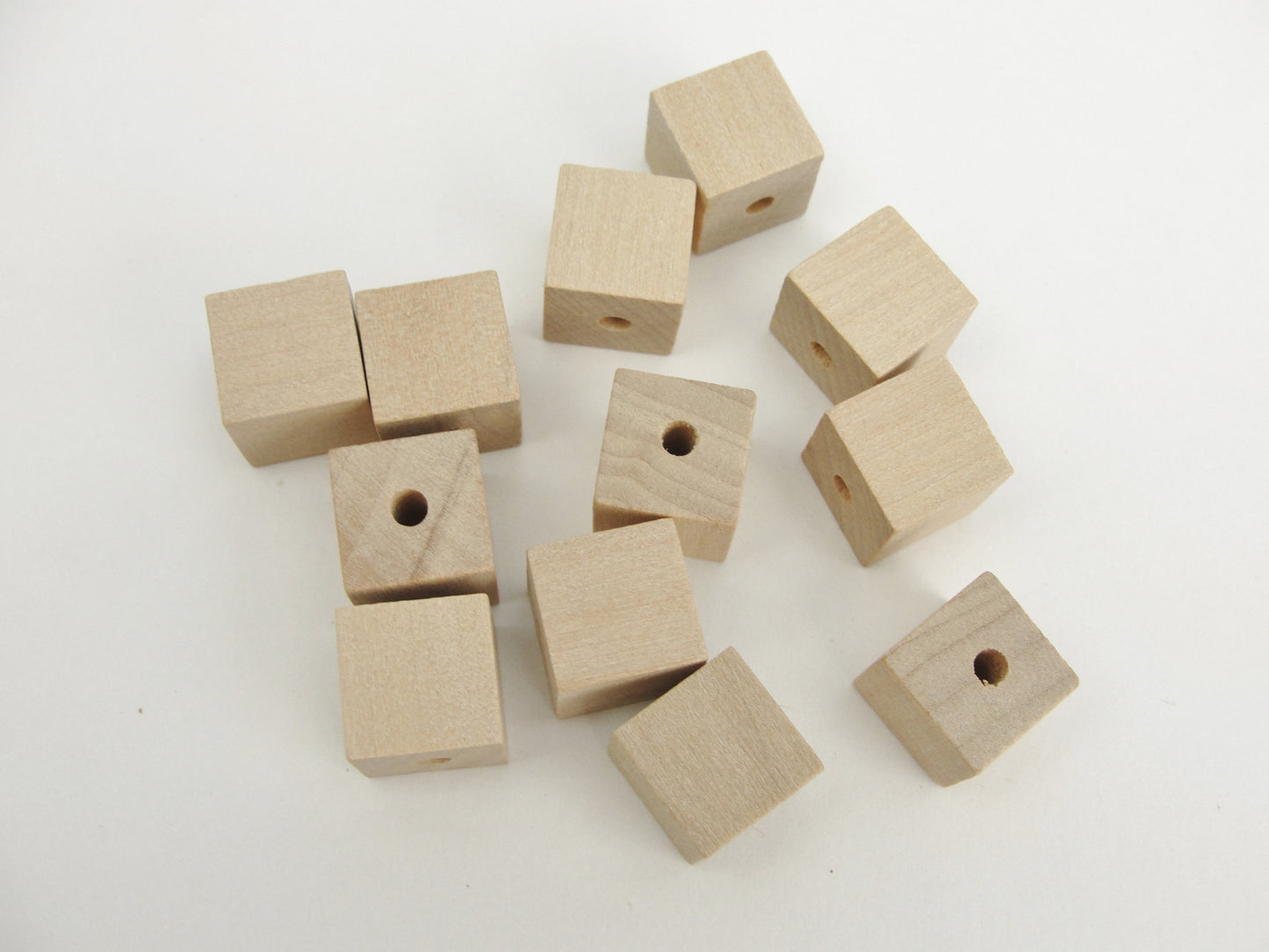 Wooden square cube beads 1/2" with a 1/8" hole - Wood parts - Craft Supply House