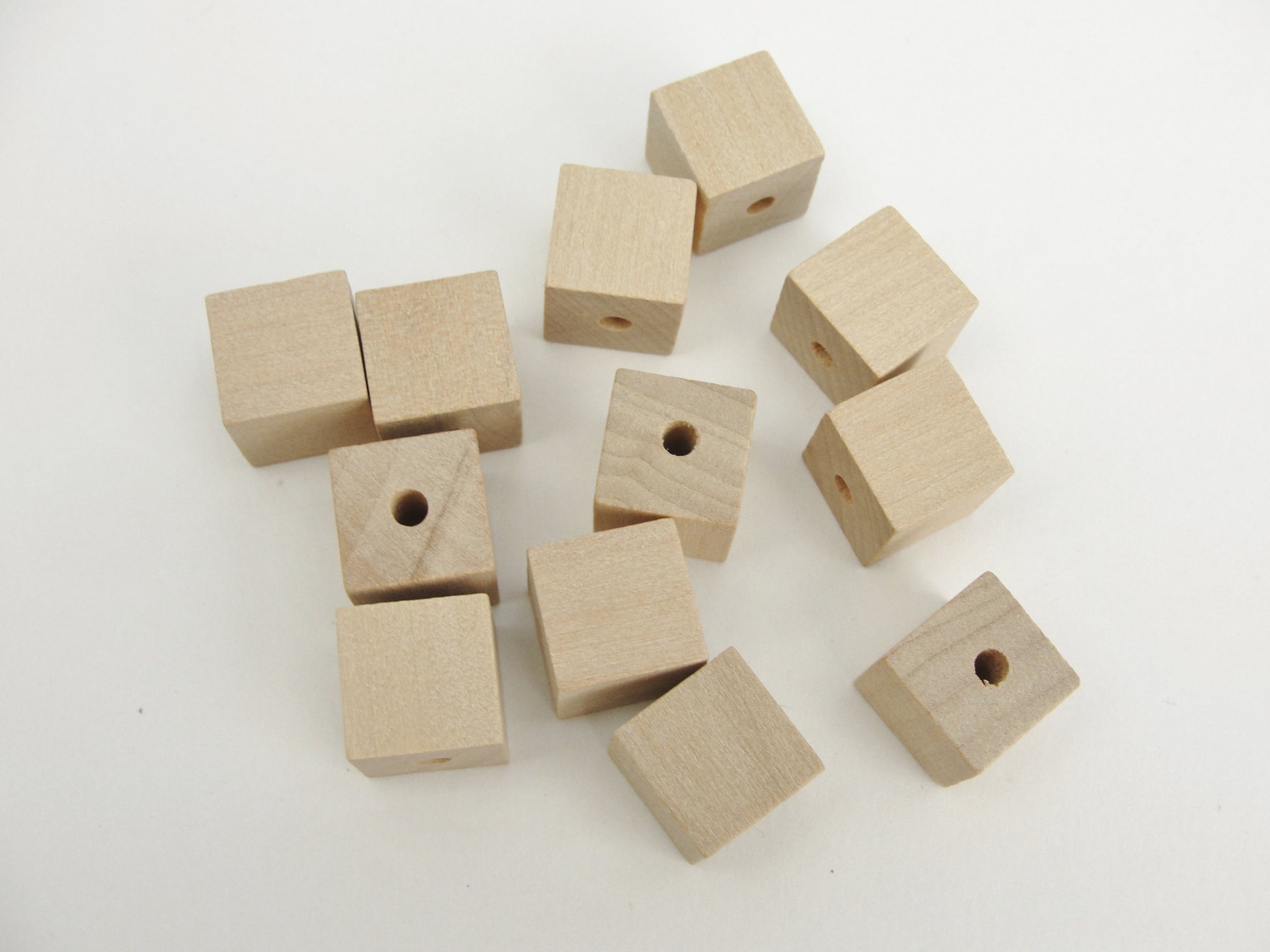 Wooden square cube beads 1/2" with a 1/8" hole - Wood parts - Craft Supply House