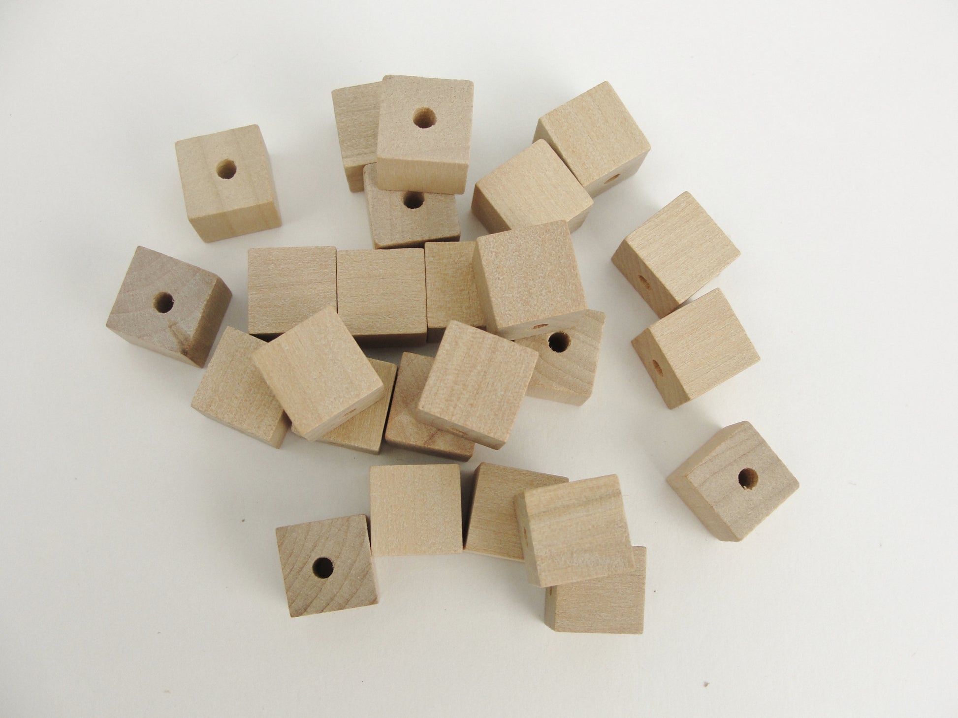 Wooden square cube beads 1/2" with a 1/8" hole - Wood parts - Craft Supply House