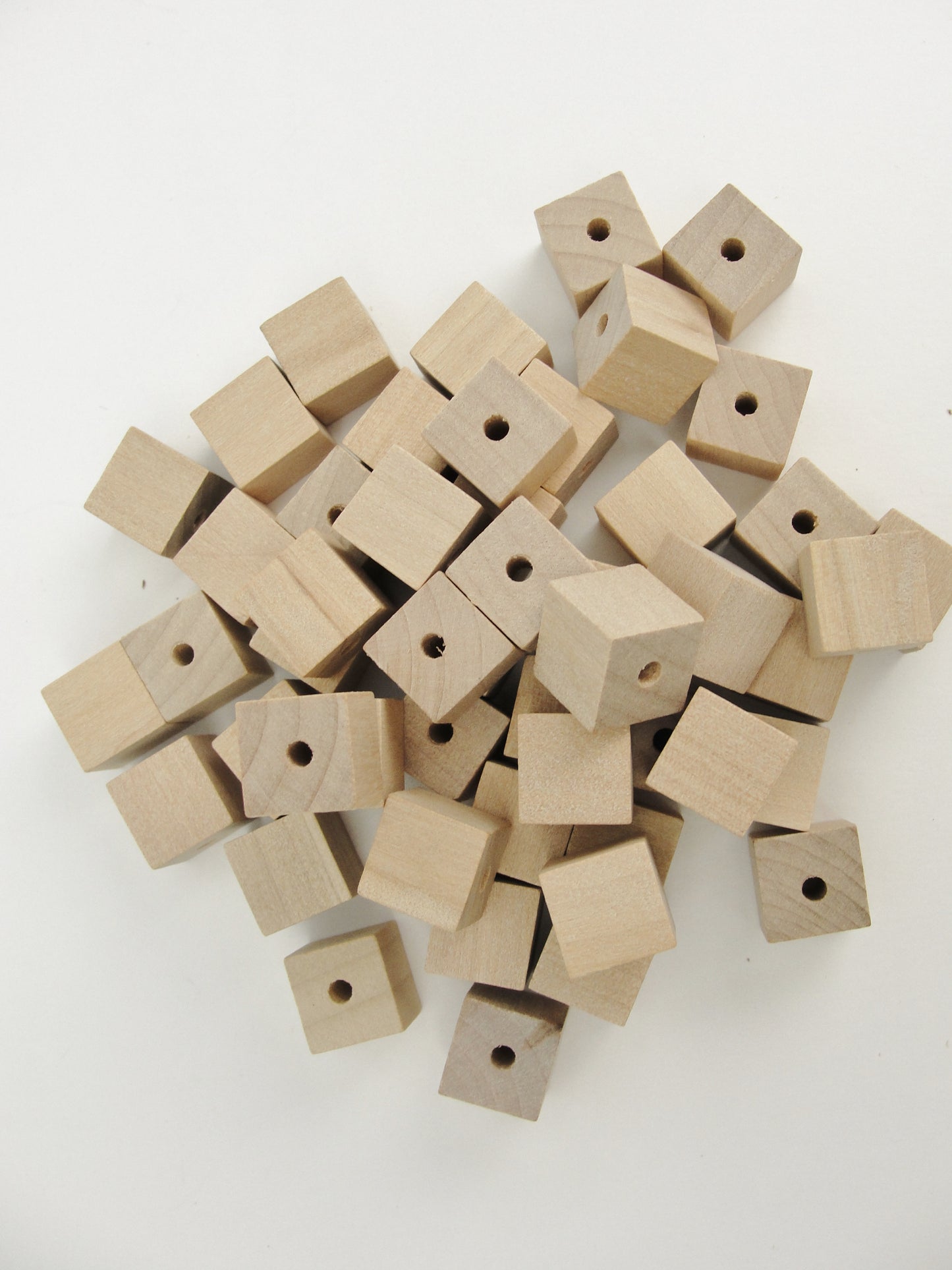 Wooden square cube beads 1/2" with a 1/8" hole - Wood parts - Craft Supply House