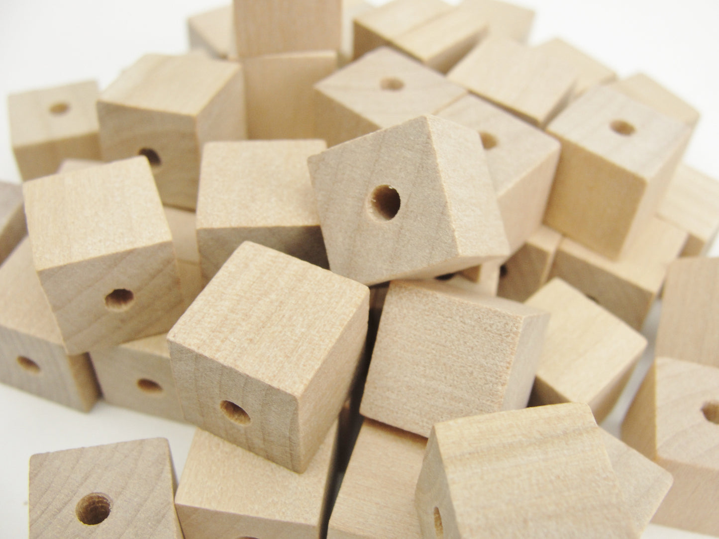 Wooden square cube beads 1/2" with a 1/8" hole - Wood parts - Craft Supply House