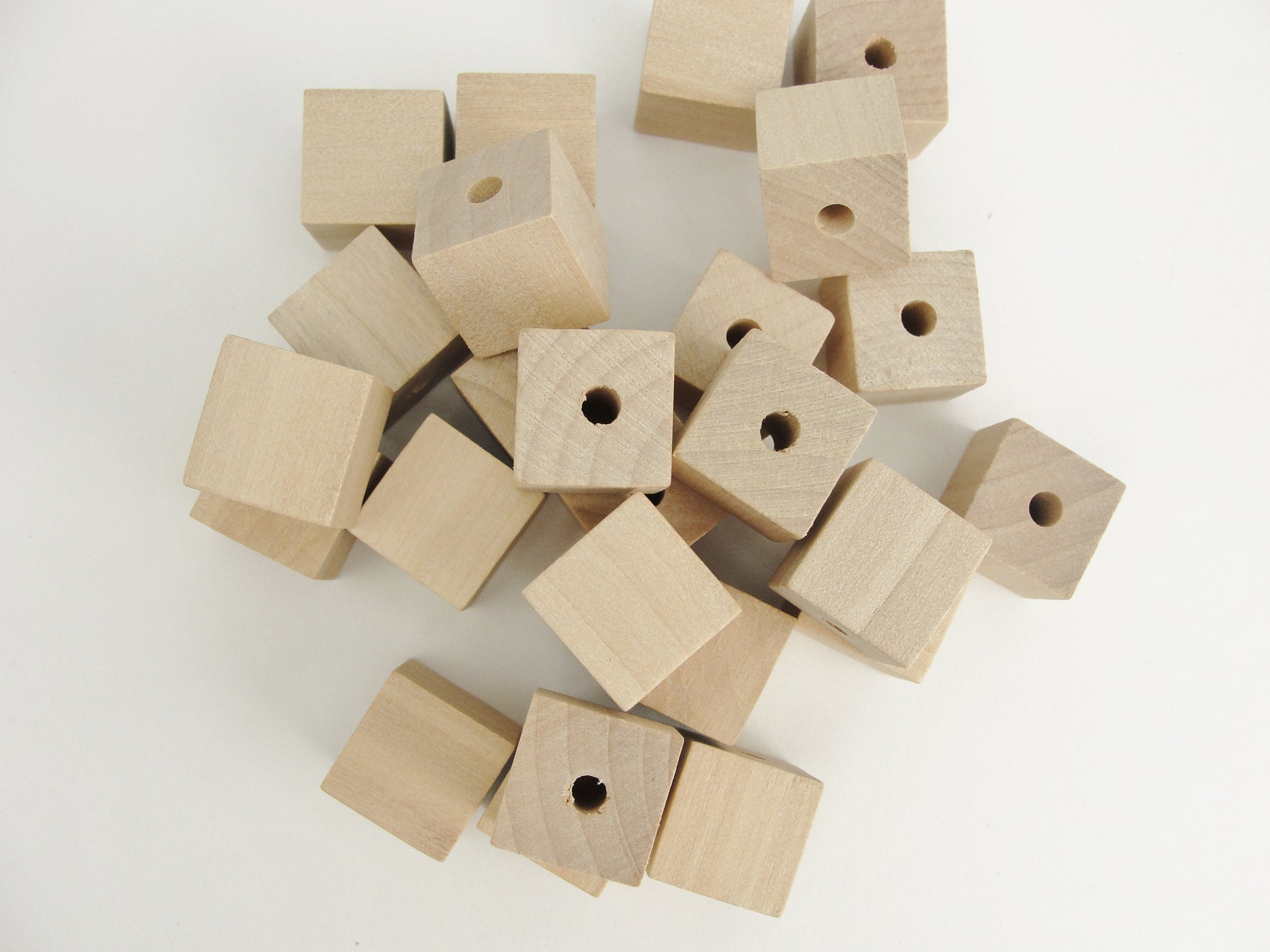 Wooden square cube beads 3/4" with a 3/16" hole - Wood parts - Craft Supply House