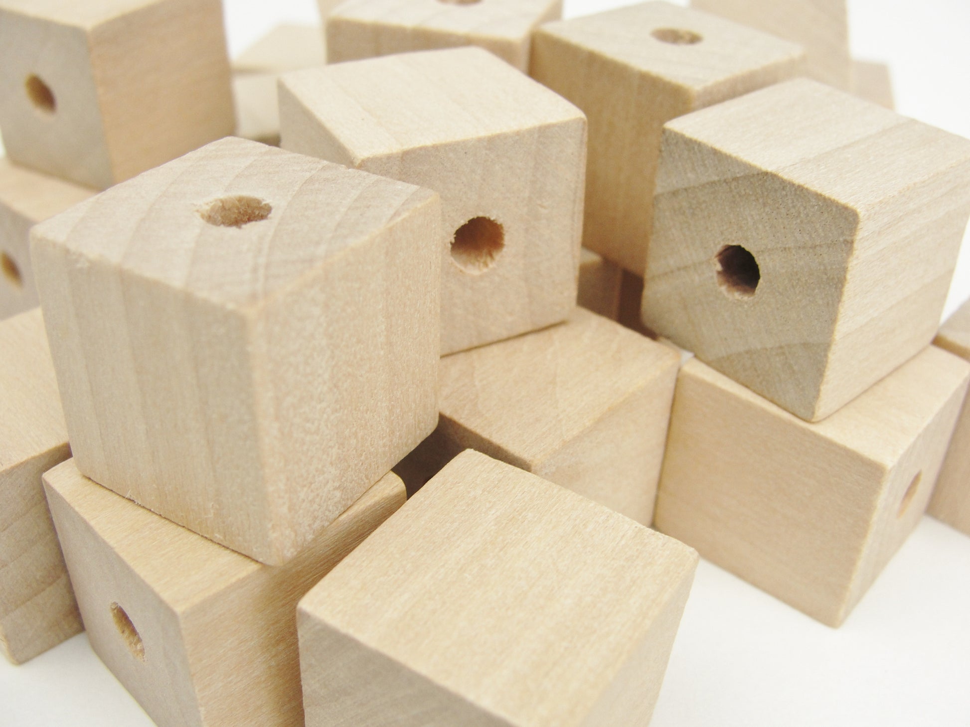 Wooden square cube beads 3/4" with a 3/16" hole - Wood parts - Craft Supply House