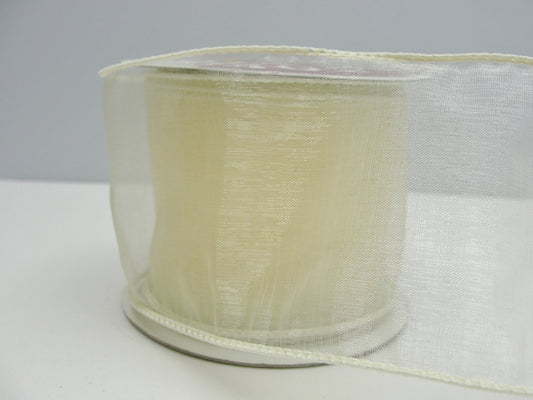 Wire Edge Floral Ribbon Sheer Creamy Yellow 2.5" wide - Floral Supplies - Craft Supply House