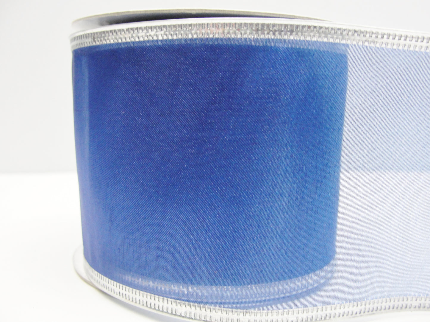 Wire Edge Floral Ribbon Royal Blue with silver edging 2.5" wide - Floral Supplies - Craft Supply House