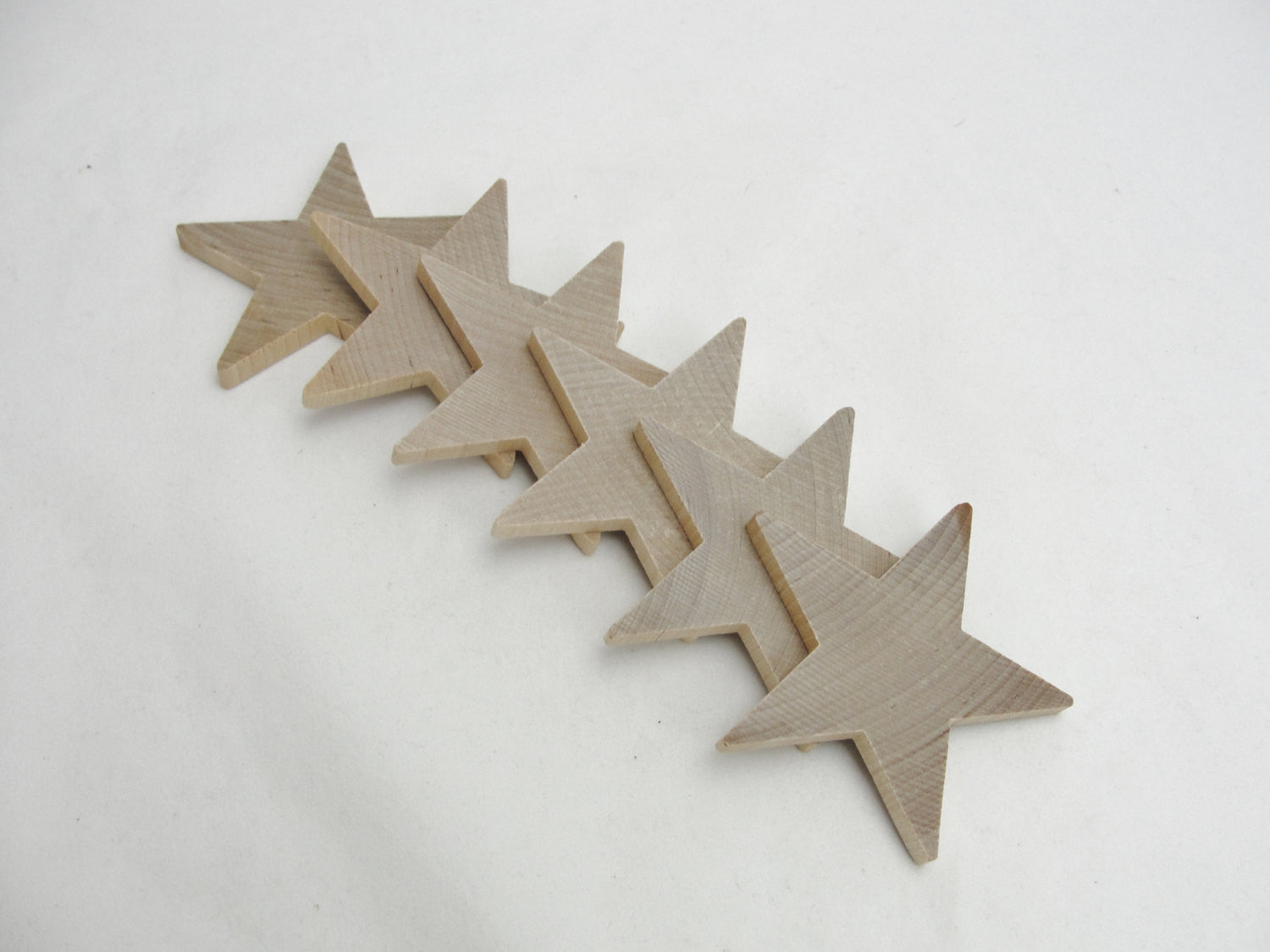 Traditional 3 inch (3") wooden stars set of 6 - Wood parts - Craft Supply House