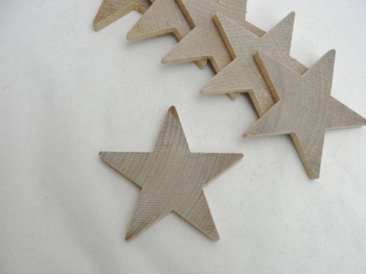 Traditional 3 inch (3") wooden stars set of 6 - Wood parts - Craft Supply House