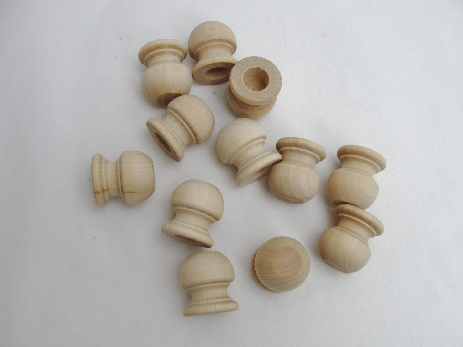 Wooden end cap Finial 1 1/16" tall, 1" wide set of 12 - Wood parts - Craft Supply House