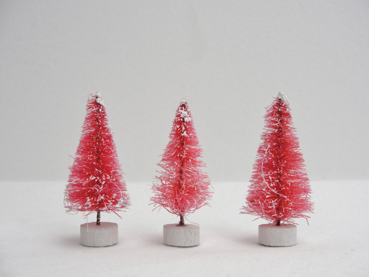 Frosted Pink bottle brush sisal trees 2" tall set of 3 - General Crafts - Craft Supply House