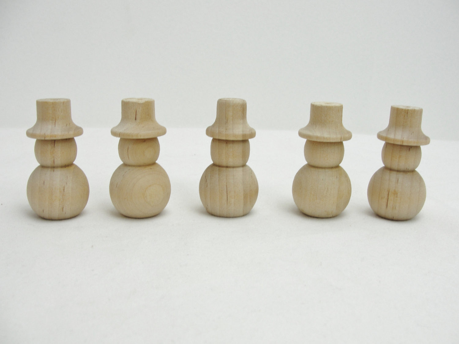 Turned fat wooden snowman 2 1/8" set of 5 - Wood parts - Craft Supply House