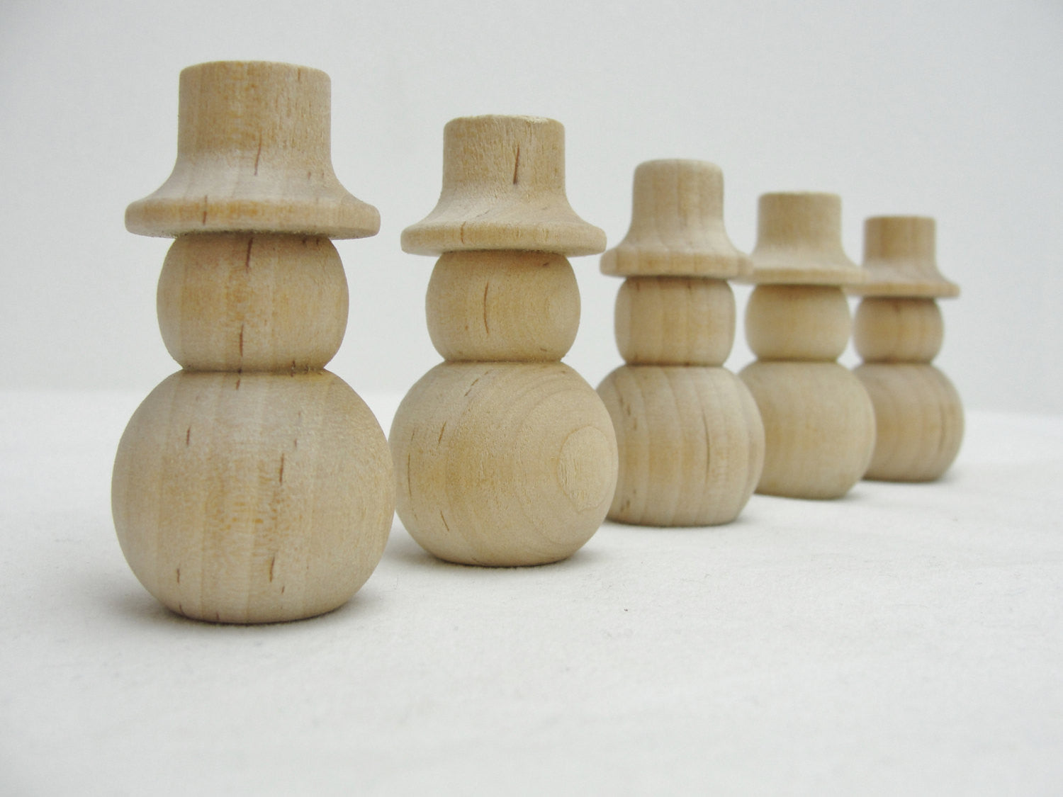Turned fat wooden snowman 2 1/8" set of 5 - Wood parts - Craft Supply House