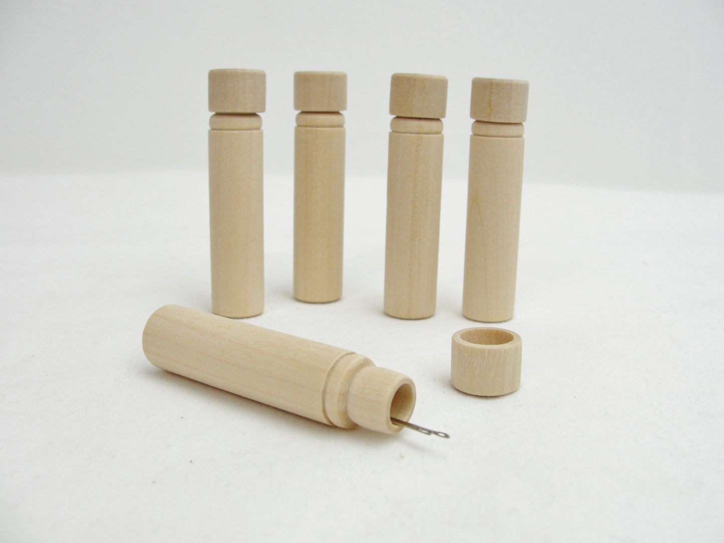 Wood needle case tube set of 5 - Wood parts - Craft Supply House