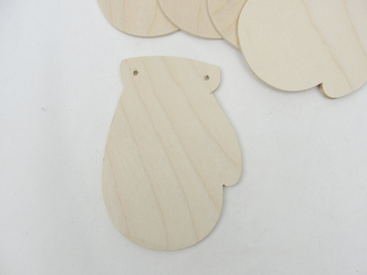 Wooden mitten ornament with 2 holes set of 5 - Wood parts - Craft Supply House