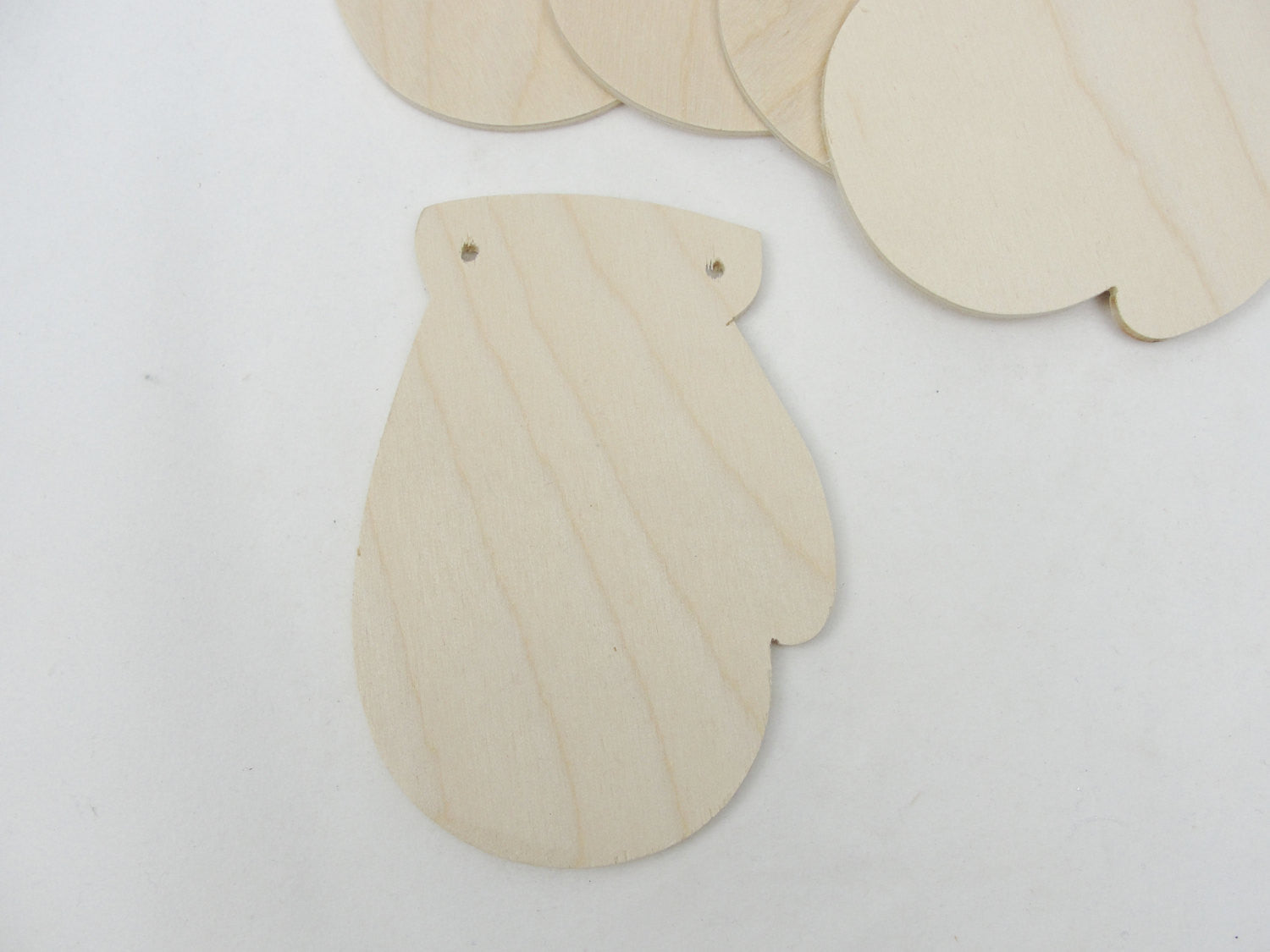 Wooden mitten ornament with 2 holes set of 5 - Wood parts - Craft Supply House