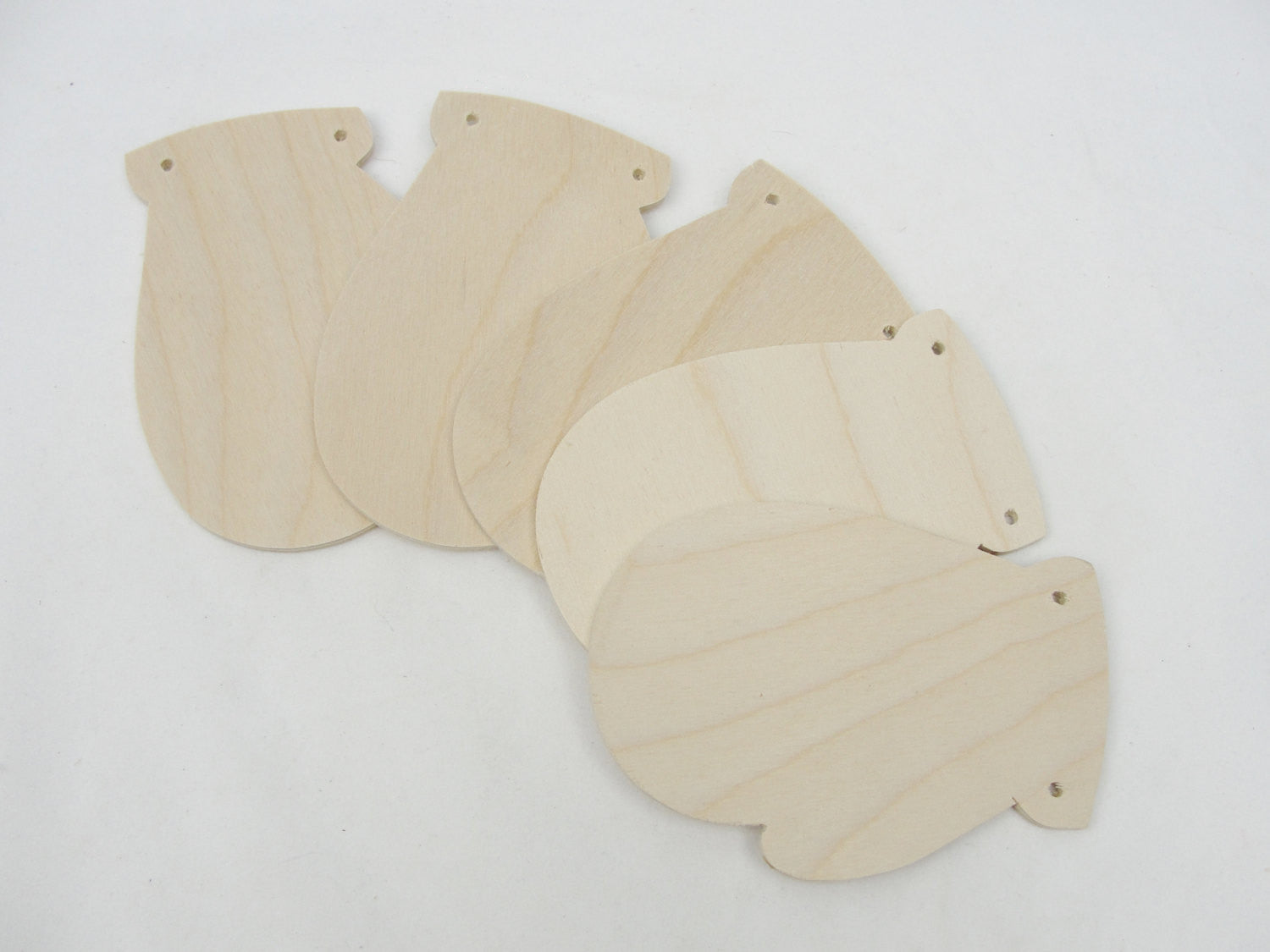 Wooden mitten ornament with 2 holes set of 5 - Wood parts - Craft Supply House