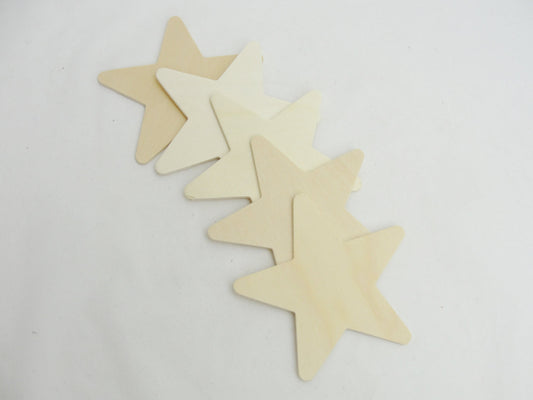 Traditional 4 inch (4") wooden stars 1/8" thick set of 5 - Wood parts - Craft Supply House