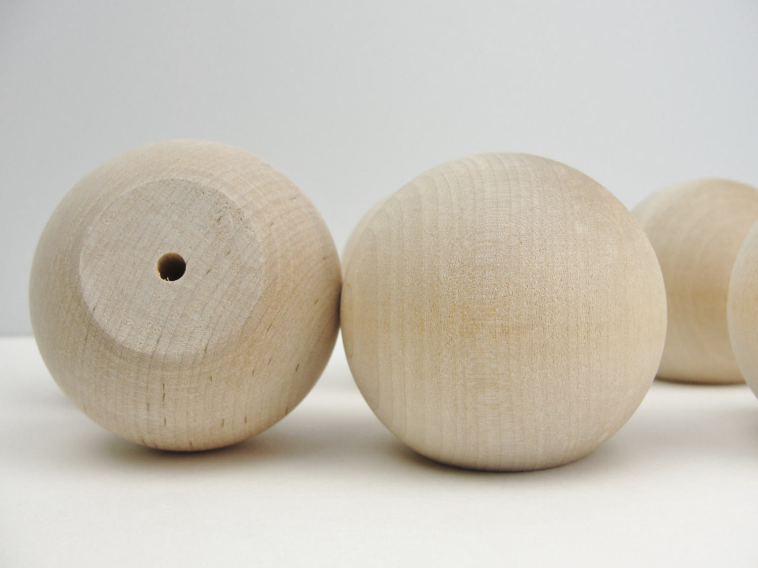 Wooden ball knob 2 1/4" (2.25") solid wood set of 6 - Wood parts - Craft Supply House