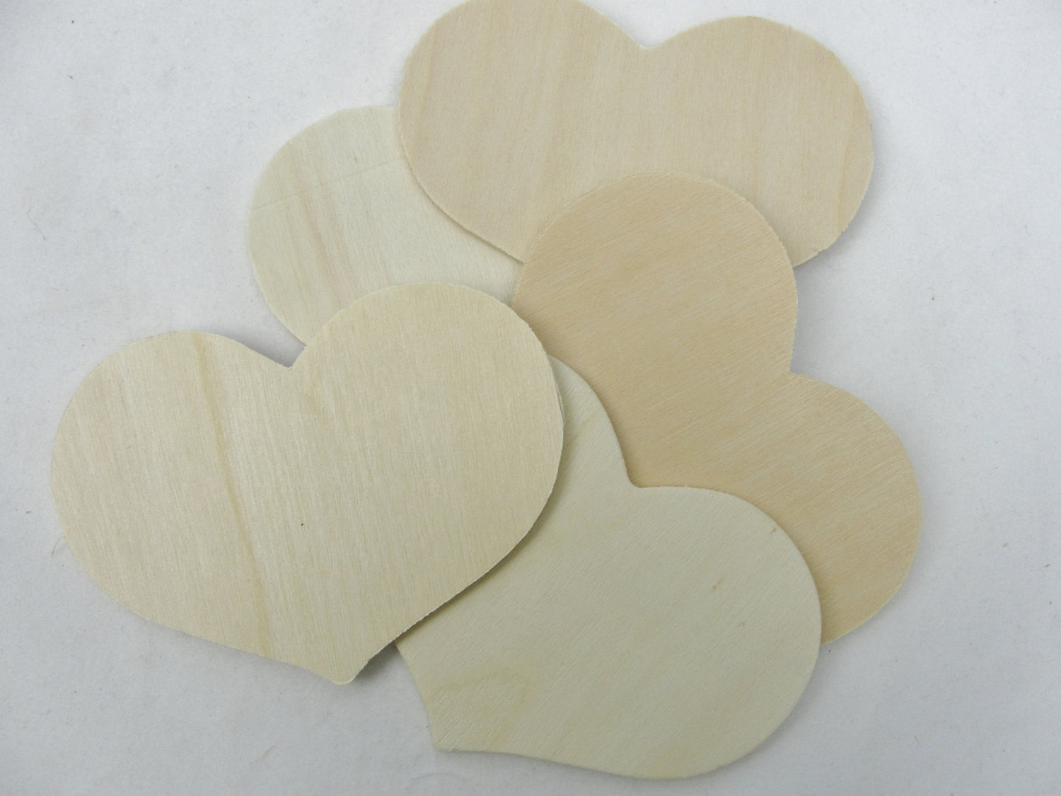 5 wooden country hearts 3 3/8" wide 2 1/2" tall 1/8" thick unfinished - Wood parts - Craft Supply House