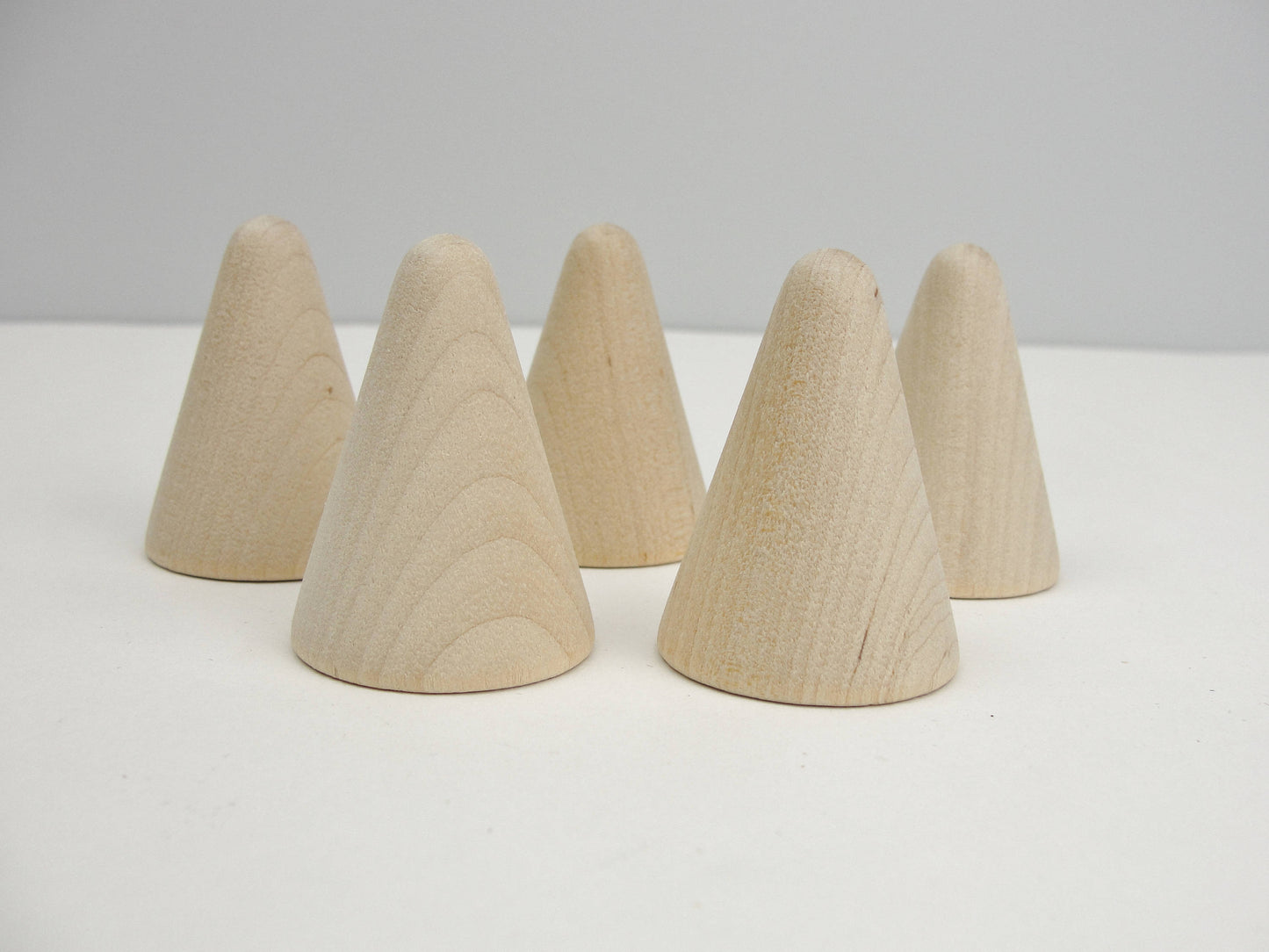 5 Wooden cones 1 3/4" tall, wooden contemporary Christmas tree - Wood parts - Craft Supply House