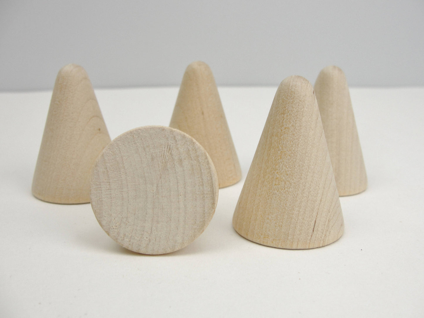 5 Wooden cones 1 3/4" tall, wooden contemporary Christmas tree - Wood parts - Craft Supply House