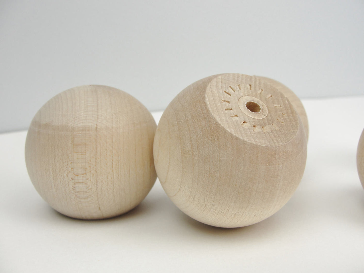 Wooden ball knob 2" (2 inch ball knob) solid wood set of 6 - Wood parts - Craft Supply House