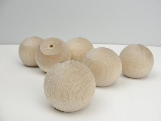 Wooden ball knob 2" (2 inch ball knob) solid wood set of 6 - Wood parts - Craft Supply House