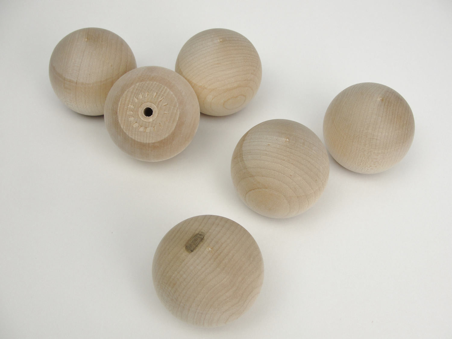 Wooden ball knob 2" (2 inch ball knob) solid wood set of 6 - Wood parts - Craft Supply House