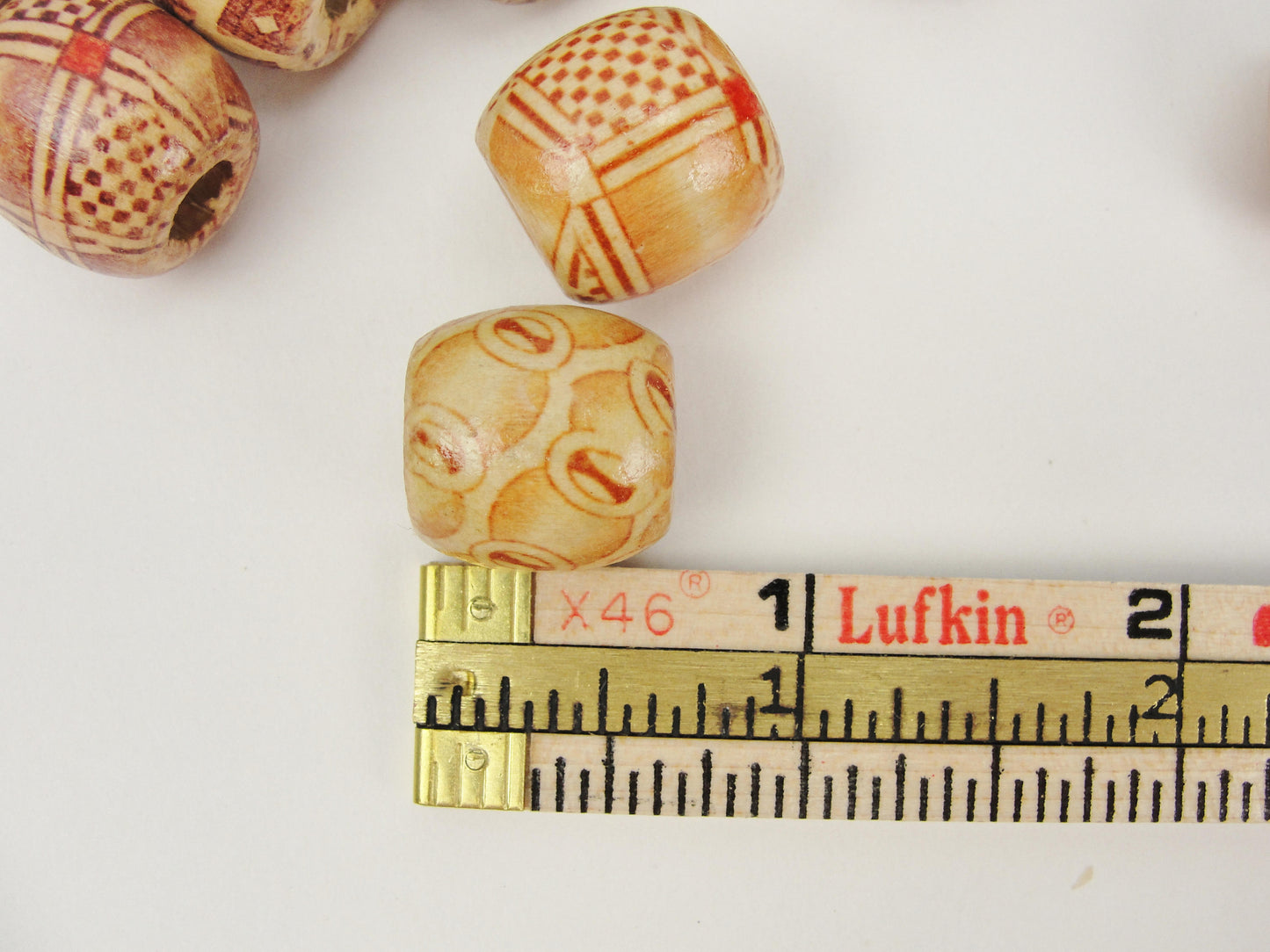 Barrel printed bead 16mm set of 12 - Wood parts - Craft Supply House