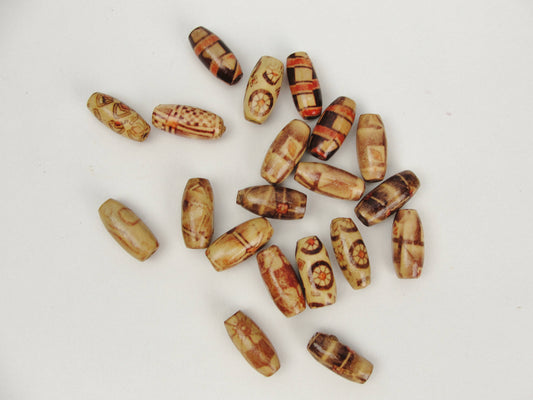 Oval printed bead 17mm x 8mm set of 20 - Wood parts - Craft Supply House