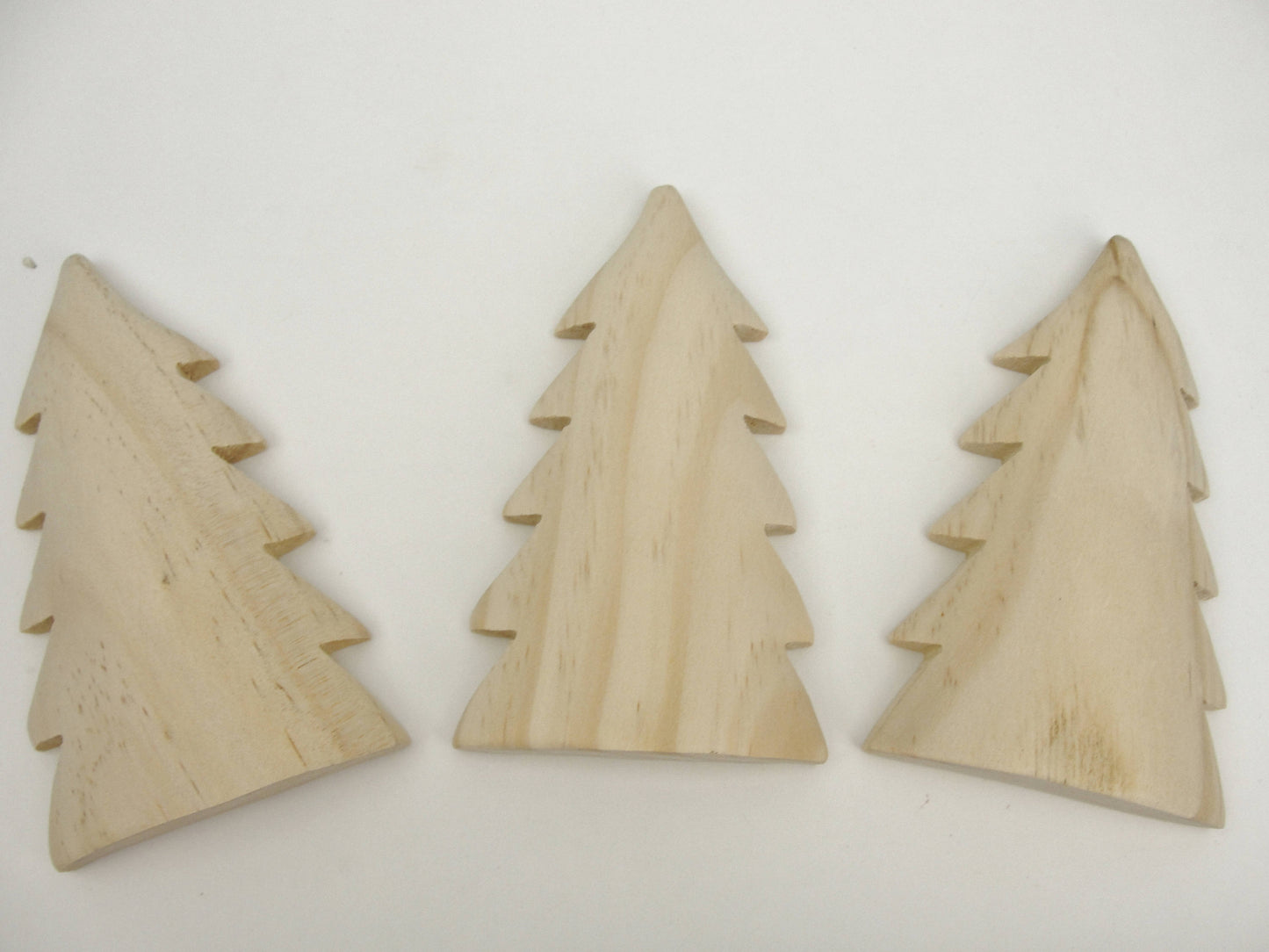 Tall Puffy tree cutout unfinished diy 4 1/2" tall set of 3 - Wood parts - Craft Supply House