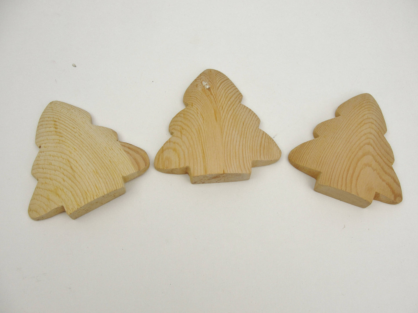 Short Puffy tree cutout unfinished diy 4 3/16" tall set of 3 - Wood parts - Craft Supply House
