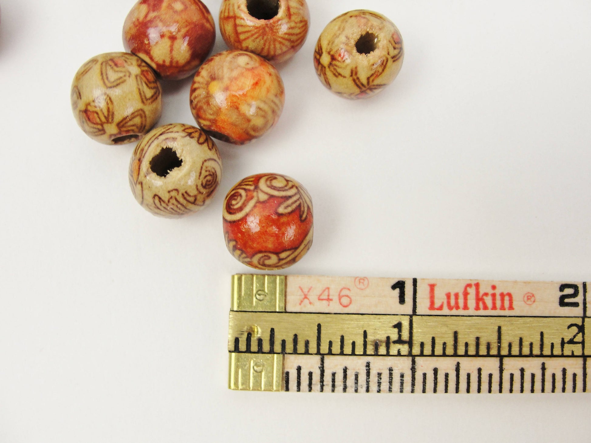 Barrel printed bead 12mm set of 20 - Wood parts - Craft Supply House