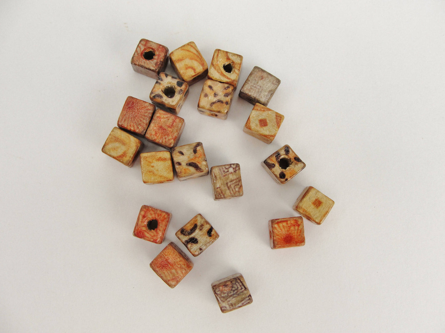 Square printed bead 8mm set of 20 - Wood parts - Craft Supply House