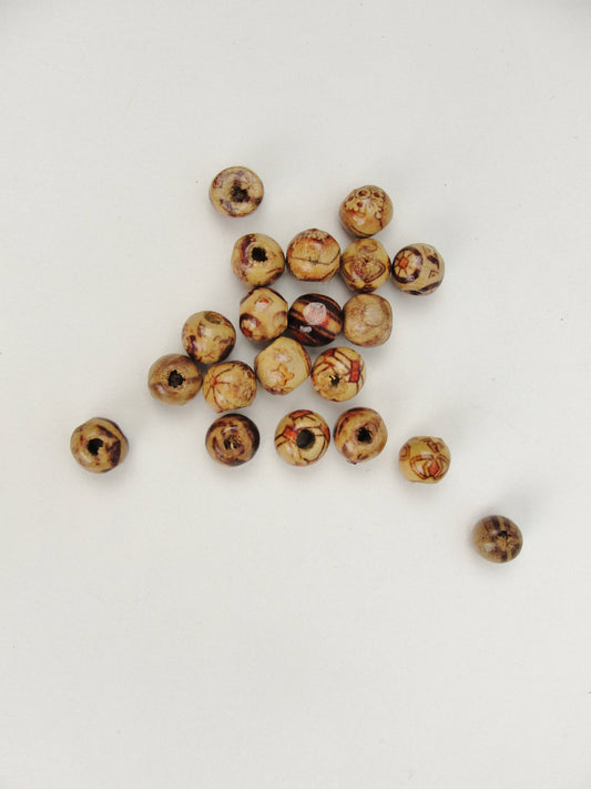 Round printed bead 9mm set of 20 - Wood parts - Craft Supply House