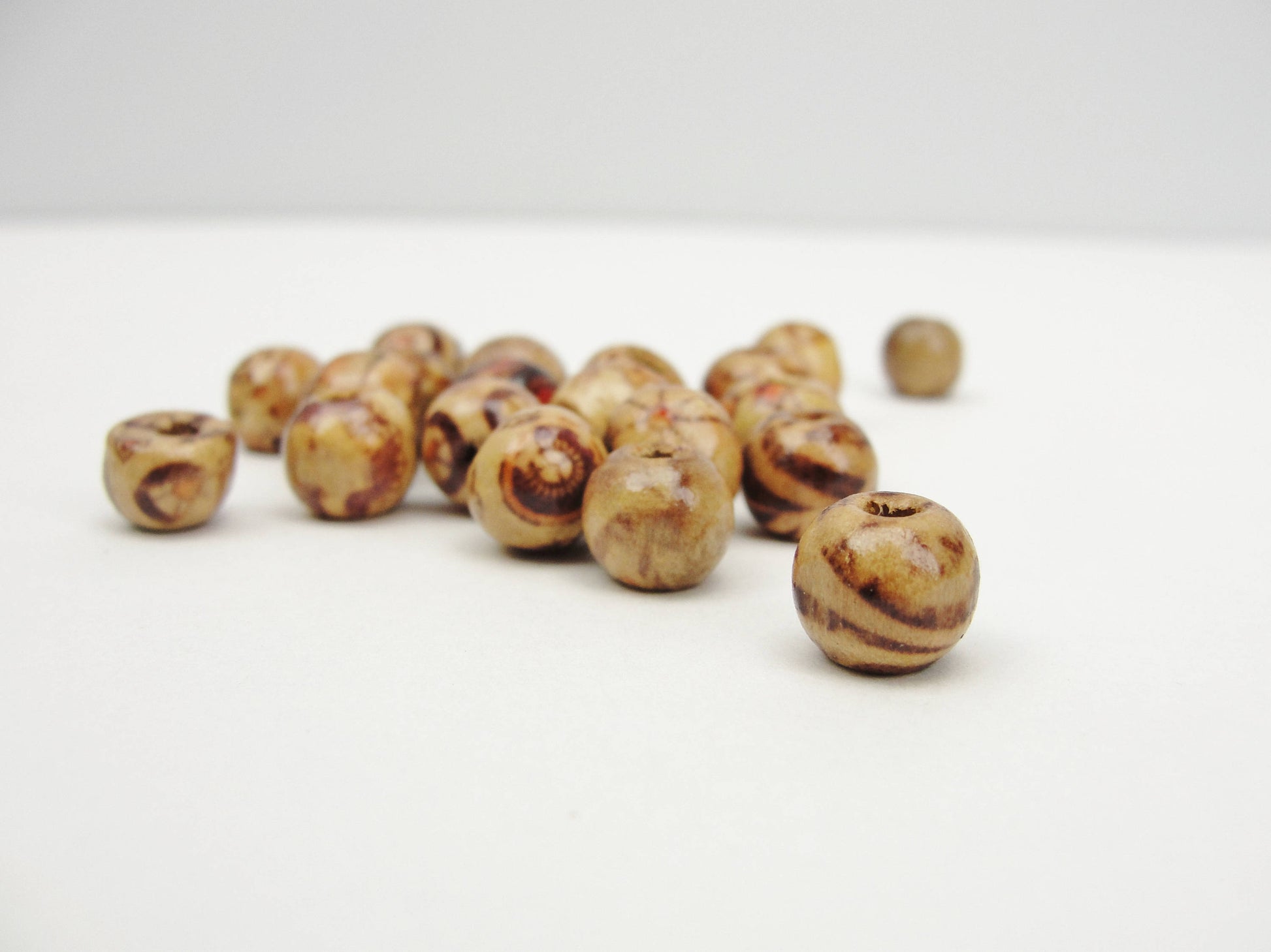 Round printed bead 9mm set of 20 - Wood parts - Craft Supply House