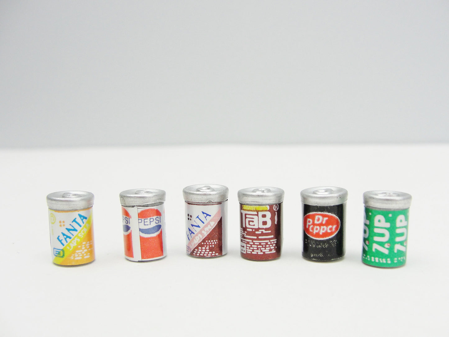 Dollhouse miniature soda cans set of 6 - Miniatures - Craft Supply House