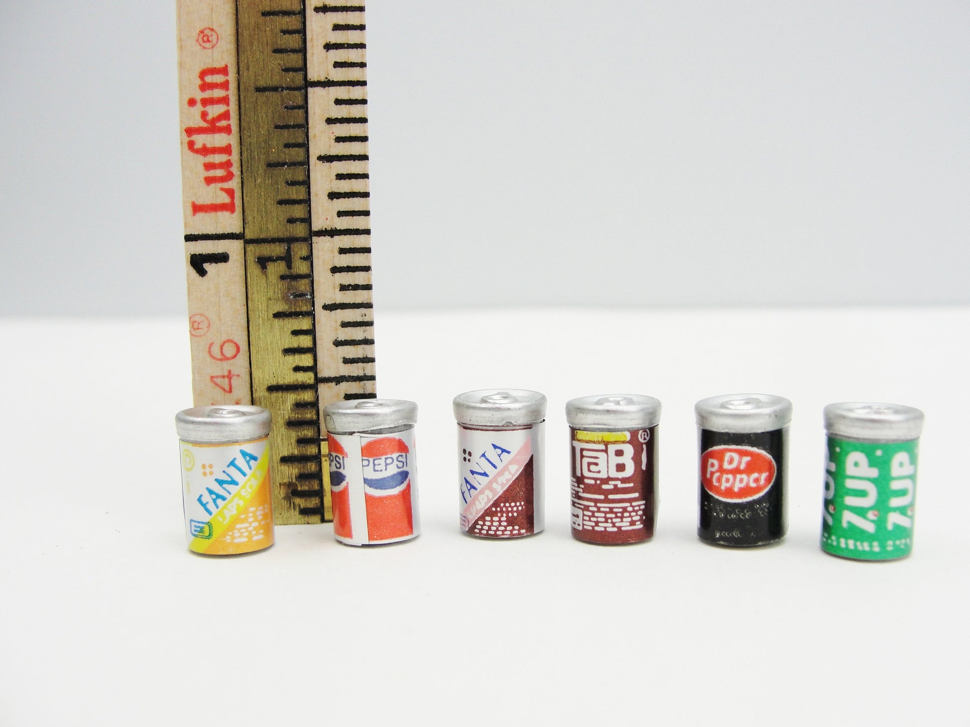 Dollhouse miniature soda cans set of 6 - Miniatures - Craft Supply House