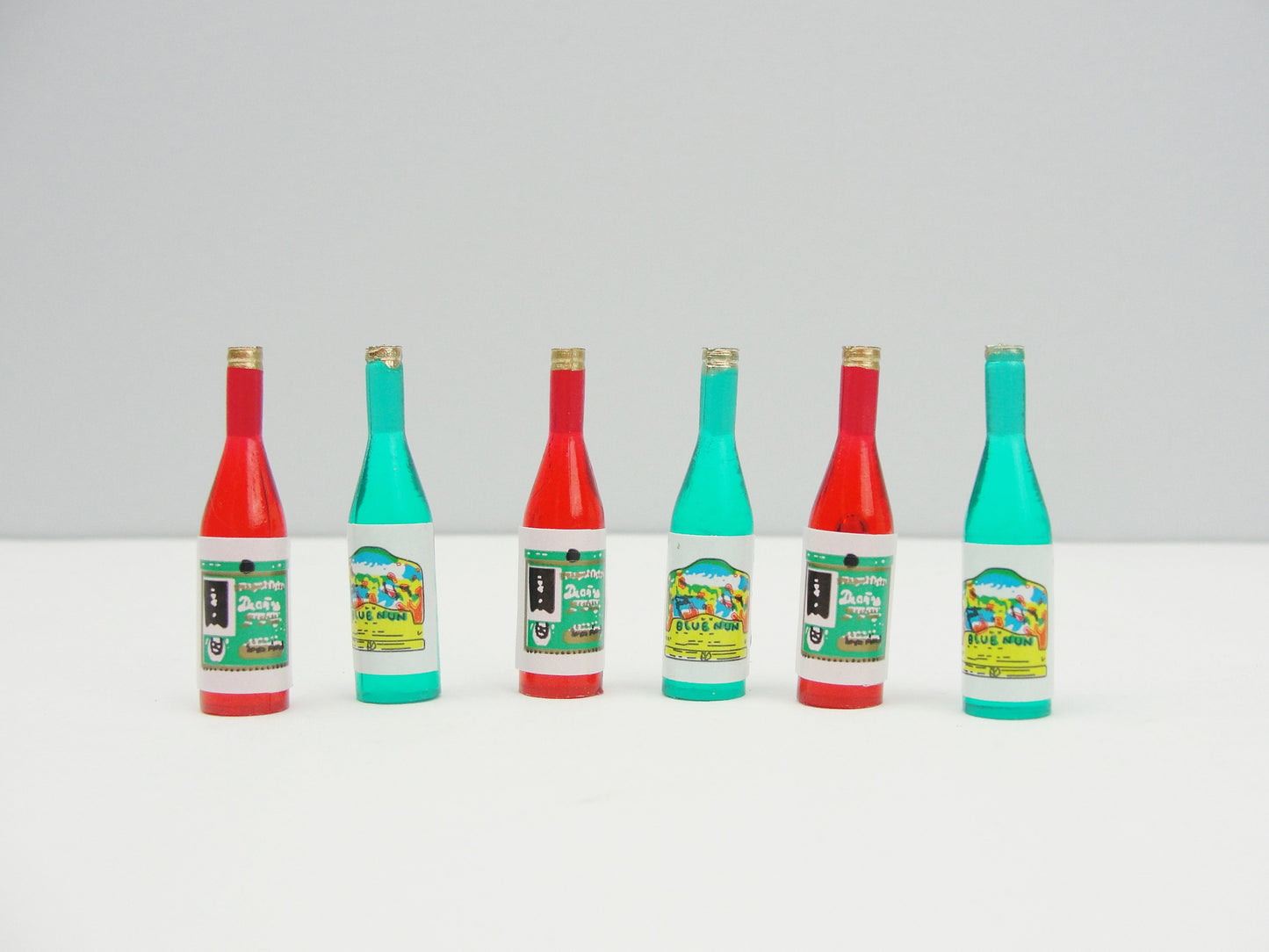 Dollhouse miniature wine bottles set of 6 - Miniatures - Craft Supply House