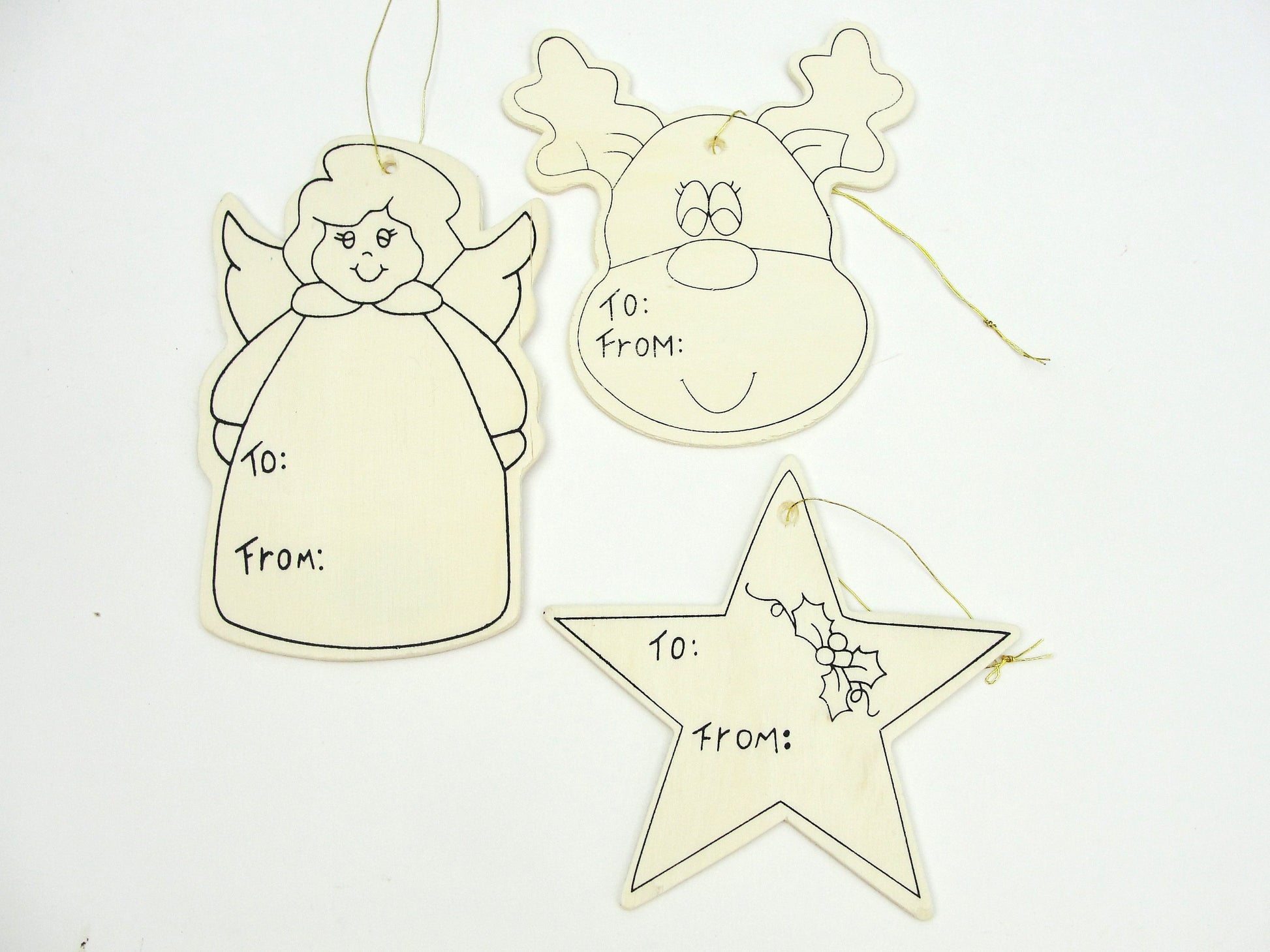 Wooden Christmas Gift Tag Set 12ct