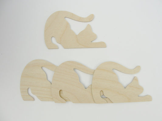 Stretching playful cat cutouts set of 4 - Wood parts - Craft Supply House