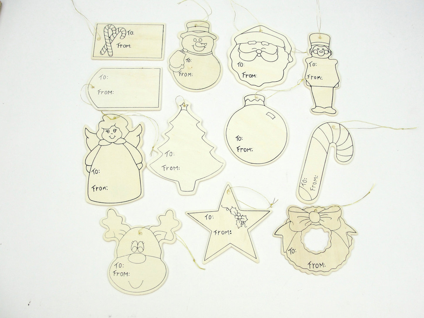 Wooden Christmas gift tags to decorate set of 12 - Wood parts - Craft Supply House