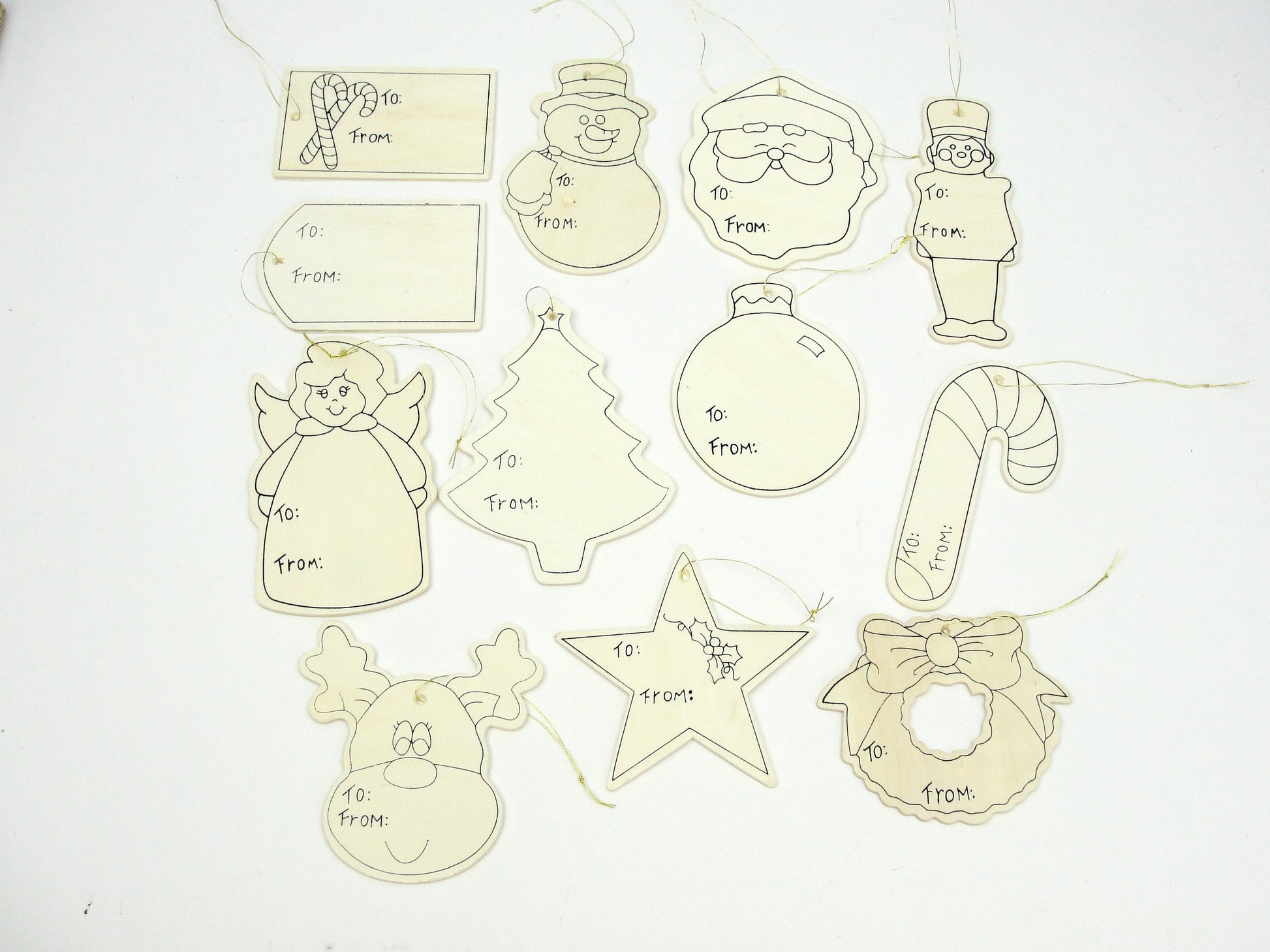 Wooden Christmas Gift Tag Set 12ct